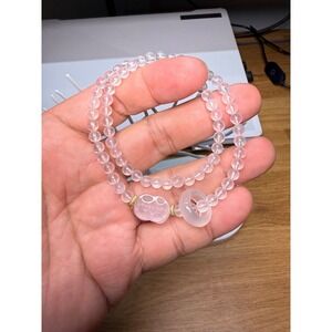 Pink crystal double-strand bracelet